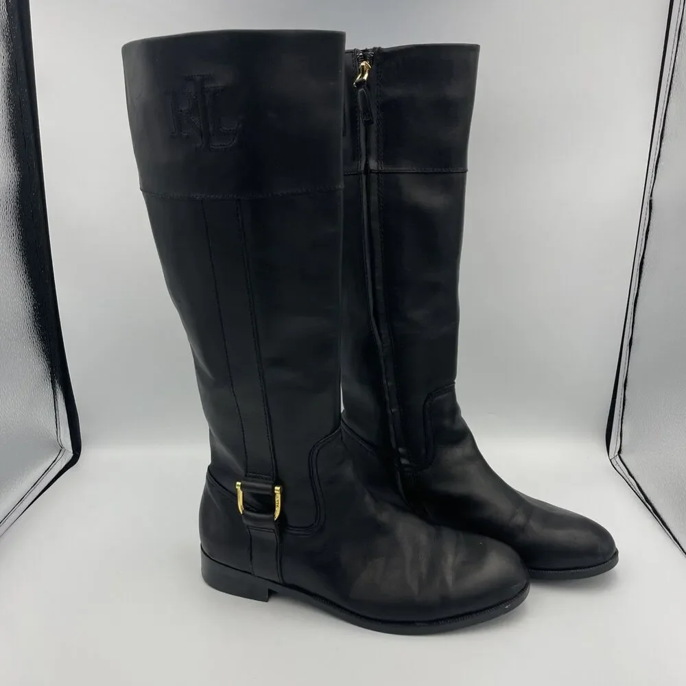 Ralph Lauren Bernadine Riding Boots-Women’s Size 7.5 Black Leather Equestrian